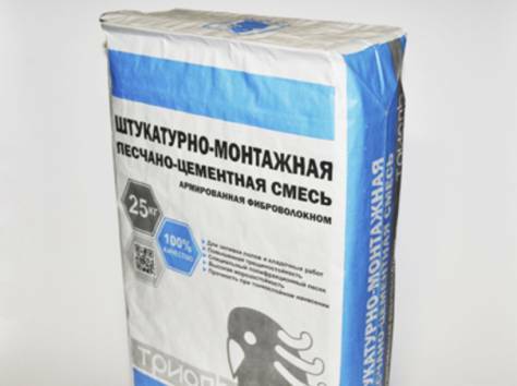 In the picture mortar with fiberglass - strong and durable finishing material