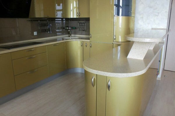 In kitchen with countertops made of MDF