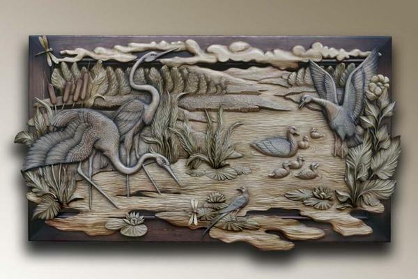 Paneler av trä: trävägg i det inre, de sågsnitt, handsnidade av mynten för ett bad, arbetsstycket dekorativa, bambu photo