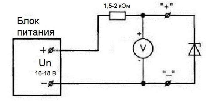 Obvod pro kontrolu napětí zenerovy diody