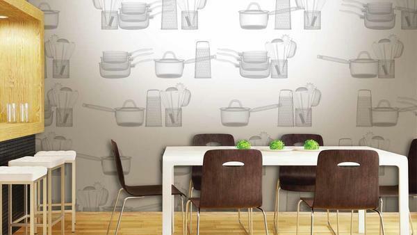 Vinyl wallpaper with a pattern is a good option for creating a bright interior