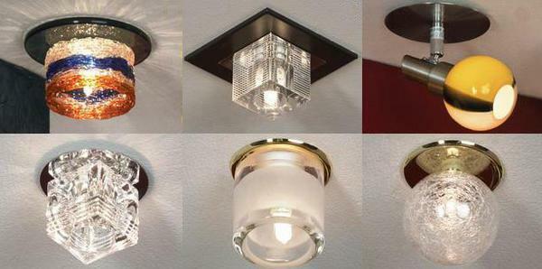 Built-in lamps for stretch ceiling: LED, photo, ceiling concealed lighting