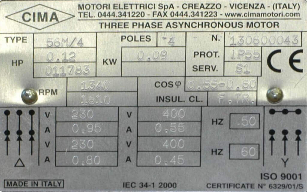 Elektrik motorlarının işaretlenmesi: AIR, JSC, Siemens ve kod çözme