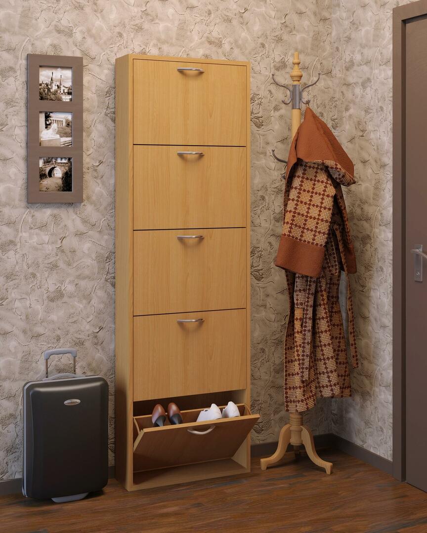 lemari sepatu untuk sepatu di lorong: sempit kaloshnitsa Ikea, dengan tangan mereka sendiri dengan kursi, foto dengan cermin, ditempa murah