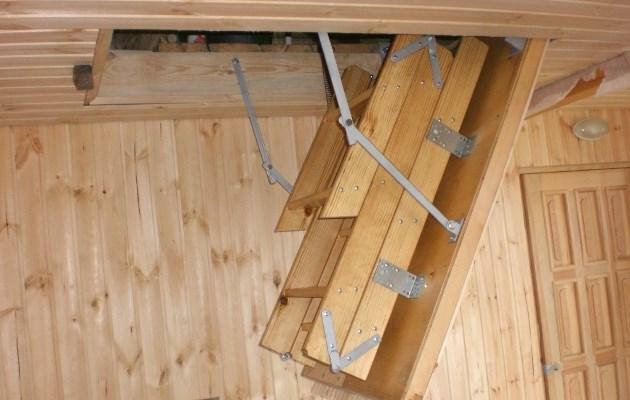 Attic portaat käsillään piirustus: miten tehdä asennus, video- ja asennus, katto viimeistely puuta
