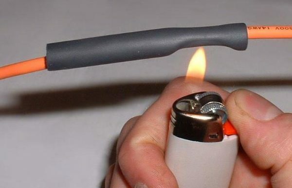 When using a thin-walled heat-shrinkable tubing is important not to overdo it with fire, as it can burn easily