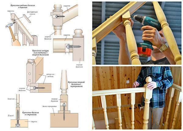 Fix pe balustri o scara de lemn, puteți utiliza șuruburi autofiletante
