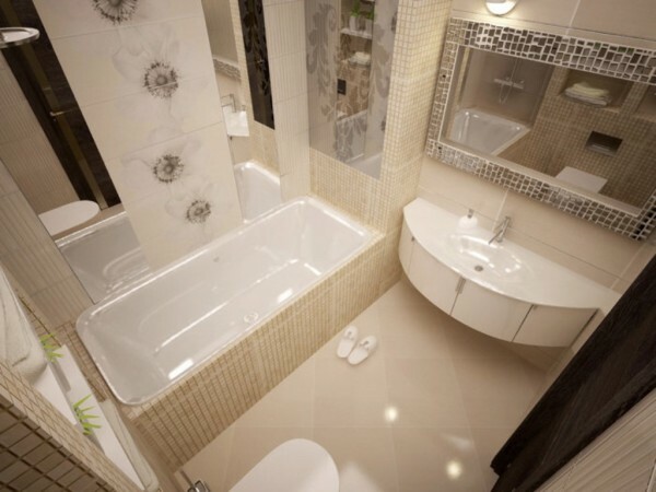 Cuarto de baño 4 metros cuadrados, el diseño de una pequeña habitación, colocando el recipiente lavabo e inodoro, foto y vídeo