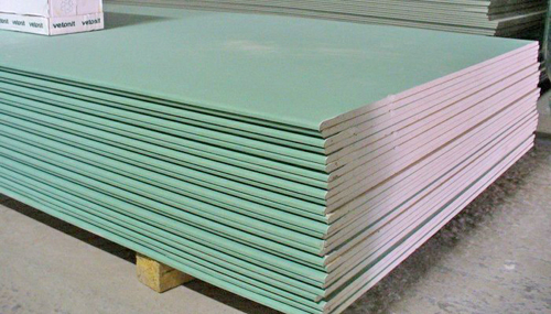 Odporne na wilgoć płyta gipsowa ma płyt gipsowo-kartonowych, a niebieski oznaczone chroniony charakterystyczne powłoka zielona barwa