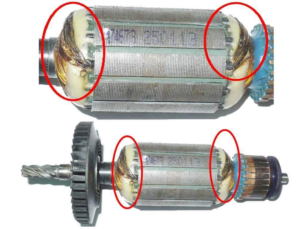 Defective rotor and stator