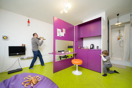 Projekteerimise ruumi 13 ruutmeetrit: disain kaasaegse ühe-toaline korter Moskvas kava