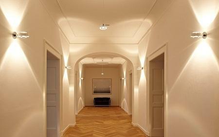 Lighting in the hallway should not be very bright, so it does not tire the eyes