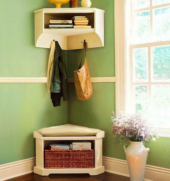 Make the interior in the hallway more cozy and refined with the help of a corner wall hanger