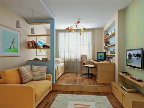 living room design with integrated children