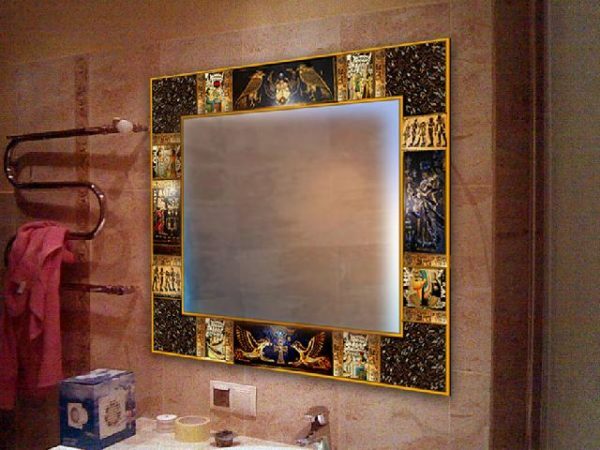 If desired, a homemade frame for the mirror can select any style, even Egyptian