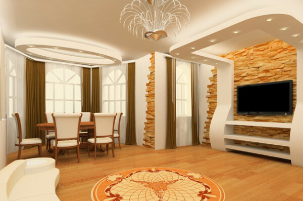Design ceiling plasterboard with hidden illumination