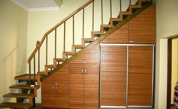 Lemari bawah tangga: Photo ide di lorong, dan sebuah kompartemen dibangun di lantai dua, bagaimana membuat tangan mereka sendiri sebuah pondok kayu