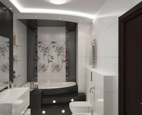 Pequeño cuarto de baño en estilo de alta tecnología