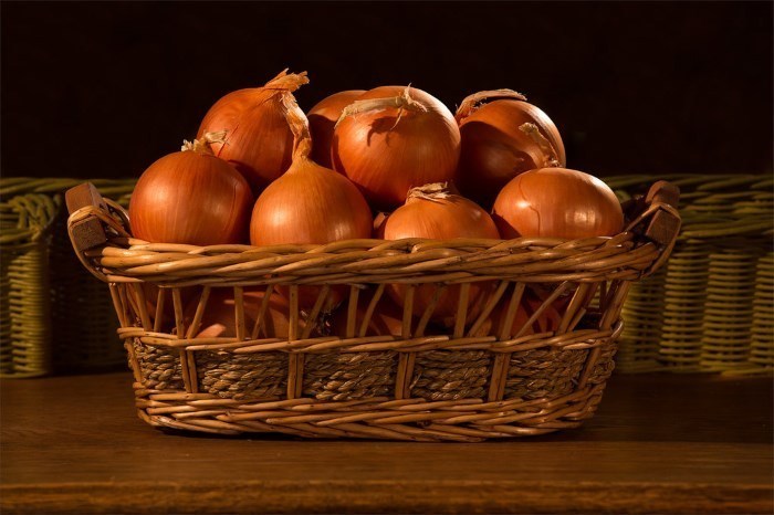 Onions in a wicker basket