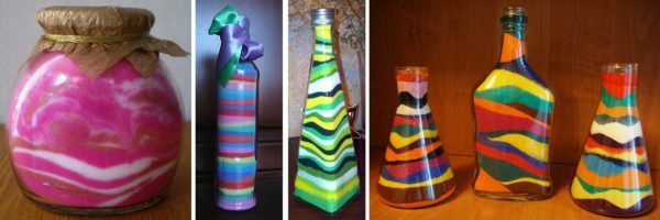 Decorating bottles with your own hands can be performed not only on the outside, but inside