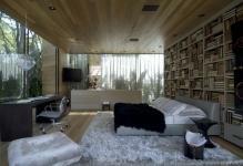 חדר שינה-עם-זכוכית-קירות-ו-עץ לתקרה-פנים-עיצוב-רעיונות