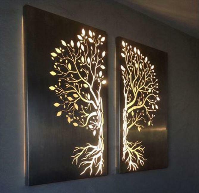 Light panel: LED on the wall with illumination, from Himalayan salt, New Year's glass lamps