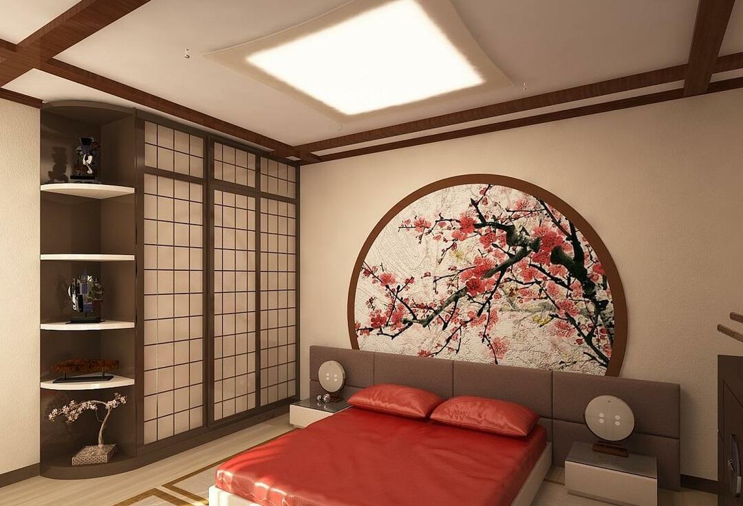 Spálňa v japonskom štýle: dizajn a fotografie s rukami, interiér