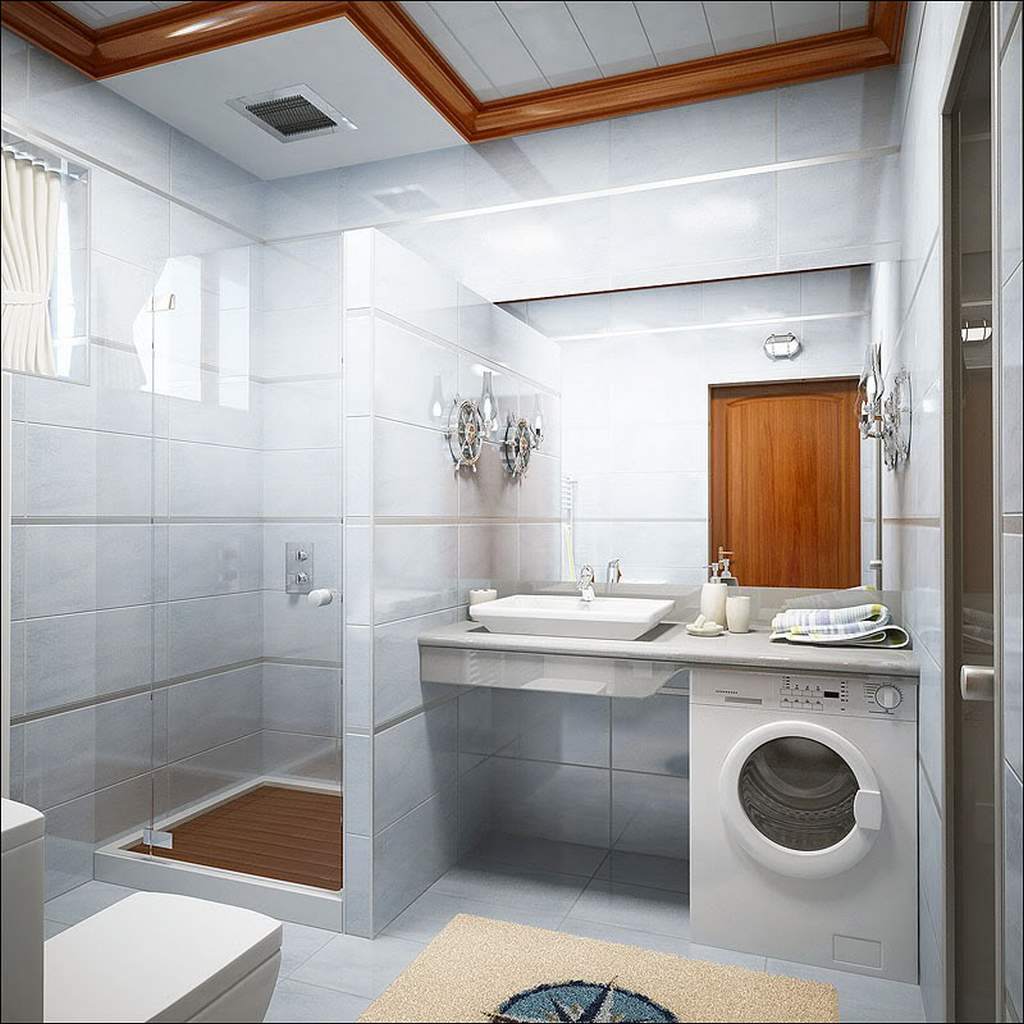 The use of glass and mirrors in the design of a small bathroom