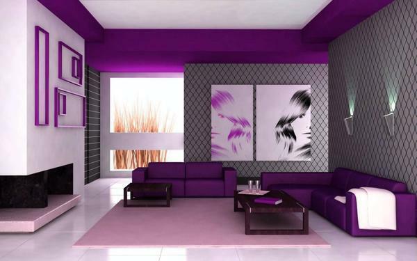 Interior dekorasi ruang dikombinasikan dengan aksen wallpaper menonjolkan dan memberikan ruang bakat