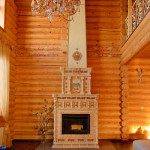 Diseño de la chimenea en una casa de campo