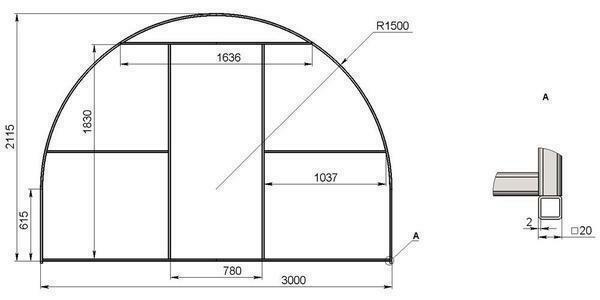 Cső átmérője üvegházak változó, 20 és 40 mm függően a teljes súlya és mérete a szerkezet