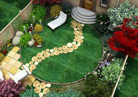 Designa en trädgård hus och en liten vinterträdgård i huset