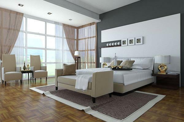 Záclony v ložnici: design a fotografie, krásné závěsy pro interiér pokoje s okenní konstrukce jednoduché a vkusné