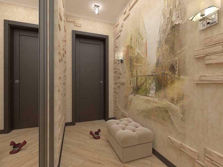 פרוזדור פנימי בתוך תמונת הדירה: עיצוב אולם כניסה בבית, עבור משרדים למשל, שימוש מחצלות