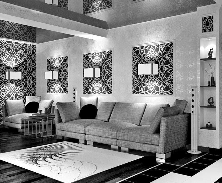 Black and white interior living room