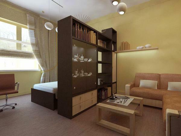 Zonasi ruangan menggunakan lemari adalah teknik desain populer yang dapat membuat ruangan lebih fungsional