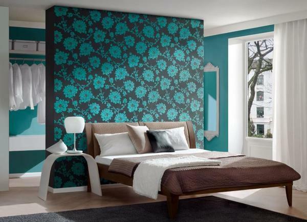 The most popular option for decorating a bedroom is a combination of blue with a brown tinge in the interior