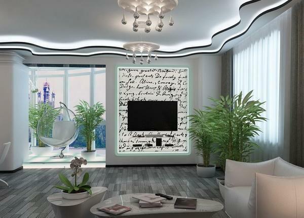 Komplement modern nappali segít egy gyönyörű gipsz rést a szecessziós stílusban