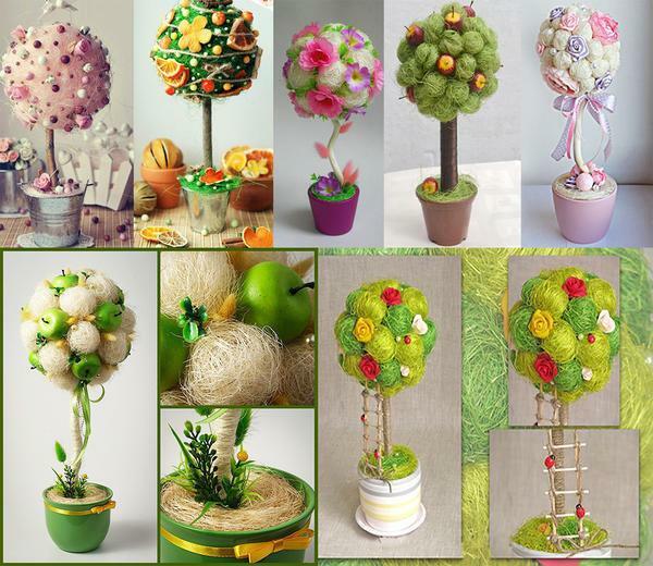 Topiary sisalu: fotka s rukama, hlavní třída, jak vytvořit kuličky barvy sisal, jak to udělat, U, videa, herringbone