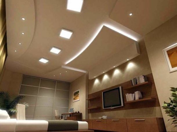 Plasterboard suspended ceilings (7 photos) in the hall: ceiling design