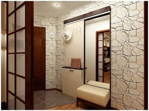 Gunakan di tempat dinding layar geser memungkinkan cahaya alami untuk menembus ke lorong