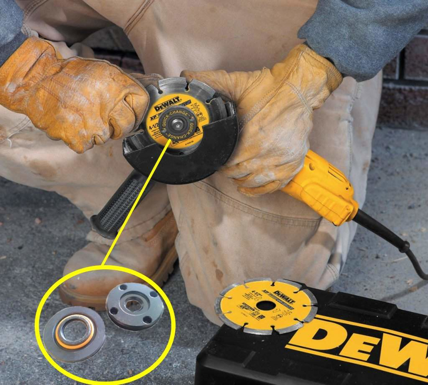 To replace the disc, you must de-energize the grinder and unscrew the clamping flange