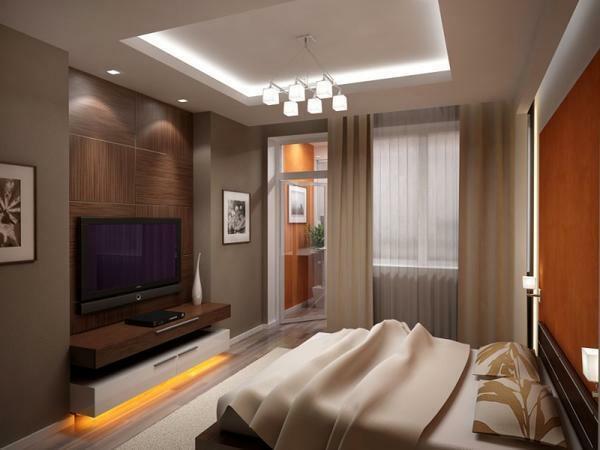Designers recommend to calculate the height of the TV placement, so that it would be comfortable to watch all family members