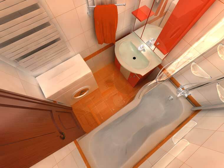 Design maza vannas istaba: ideja par standarta modeli interjera vannas istabas ar stūra