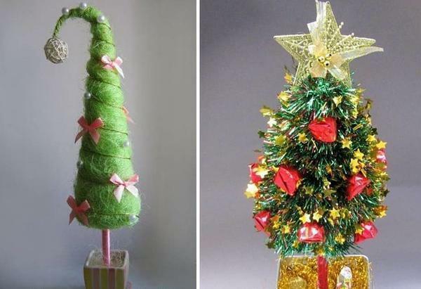 MK helpt beginnende naald vrouwen maakt originele en prachtige topiary in de vorm van kerstbomen