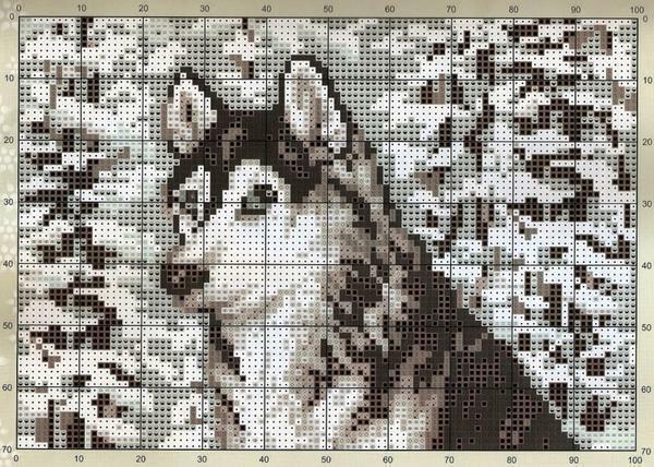 Cross-stitch regeling wolven: een gratis paar download voor wit, twee sets, Jekaterina Volkova, dierlijke familie