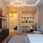 Design lounge-sovrum i en lägenhet