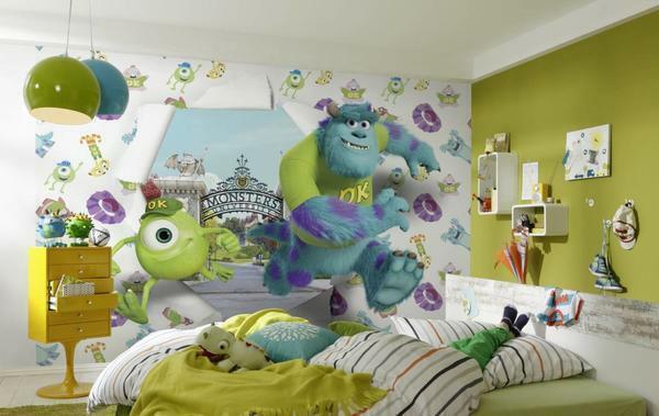 להרשמה של החדר של ילד הם קיר אידיאלי המתאר דמוי מאגדות של הקריקטורות האהובות עליהם