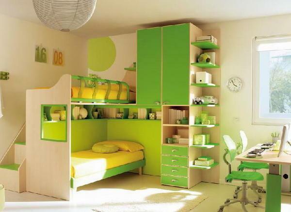 Children's bedrooms for two children photo: two bedrooms, 2 different sex in a small room, two-tiered areas