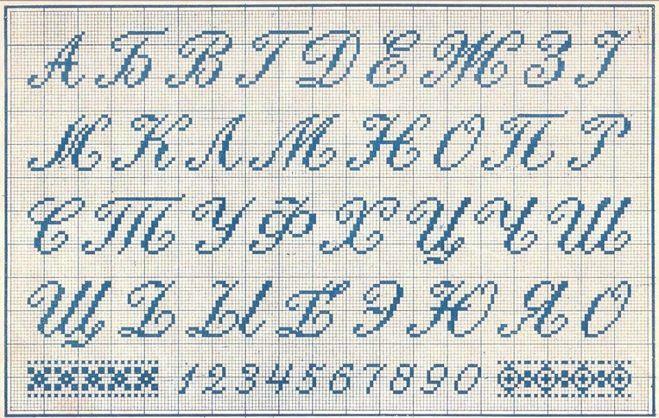 Fonts Cross Stitch: Metrics regeling mooie, cross borduurwerk Russisch